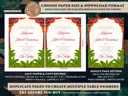 Telugu Wedding card & Telugu Wedding invite, Tamil wedding card as South Indian Wedding invitation, Tamil Wedding invitation as Tamil invite