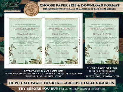 Garden Wedding Invites as Greenery Wedding card Garden, Botanical Invitations Pastel, Indian Wedding invites & Hindu Wedding cards Digital