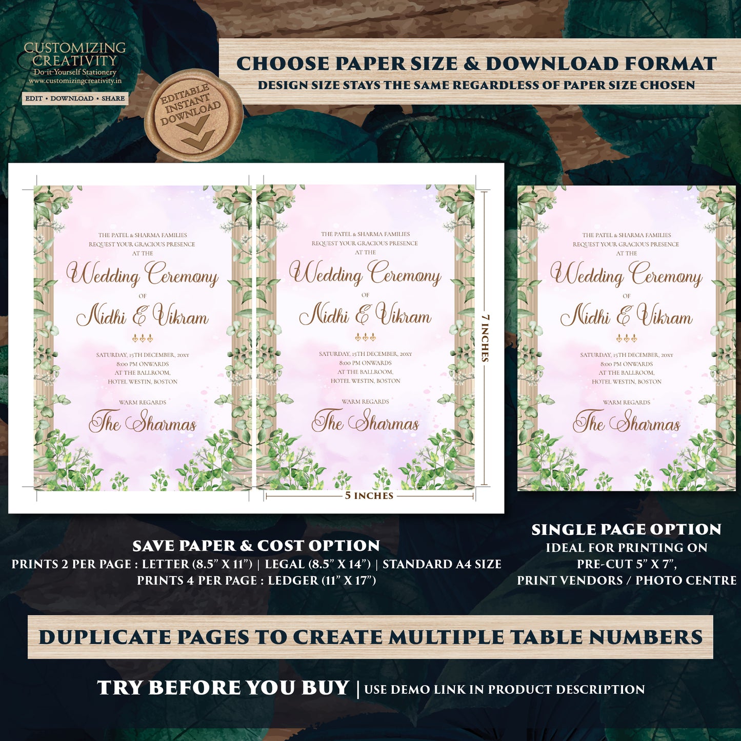 Indian wedding invitation Digital Shaadi invites, Indian wedding card as Indian Wedding invite, Hindu invitation as Hindu wedding invite