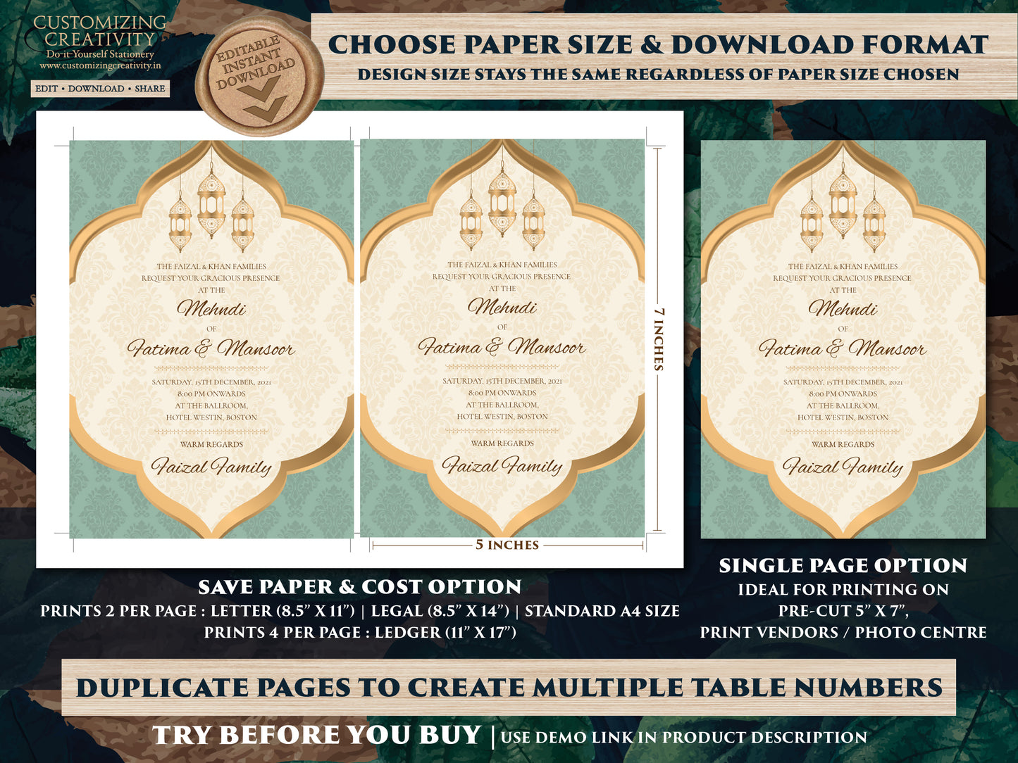 Muslim invitation as Arabic Wedding Card, Nikkah invitation a Muslim Wedding card Pastel, Nikah invite a Arabic invite, Muslim Mehndi invite