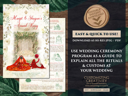Anand Karaj guide Punjabi as Sikh Wedding program, Sikh ceremony guide & Sikh program, Sikh wedding guide as Anand Karaj programs Sikh guide