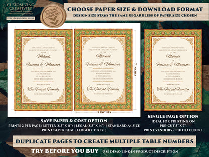 Muslim Wedding invitation as Arabic Wedding Shaadi Card, Nikkah invite, Nikah invitation as Arabic invite, Muslim invite as Mehndi invite