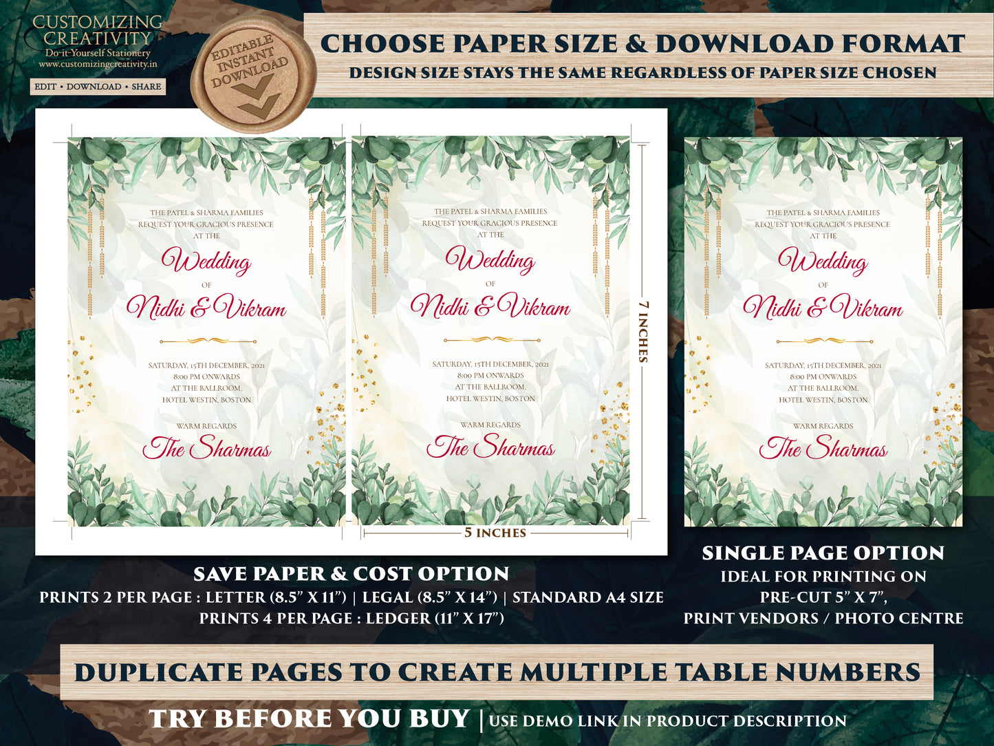 Indian wedding card as Indian Wedding invite, Indian wedding invitation Wedding invite Indian, Hindu invitation & Hindu Wedding Invitation