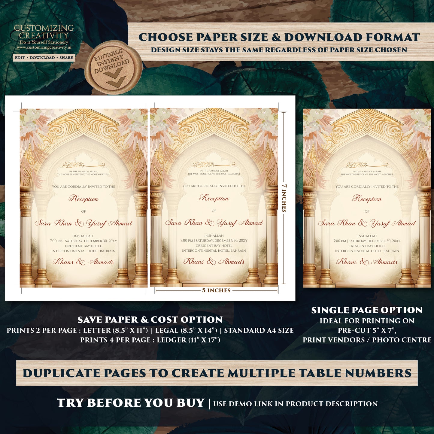 Muslim wedding cards Digital Islamic Wedding Invitations, Muslim wedding Invitation & Digital Nikkah invites as Digital Nikkah invitations