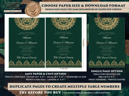 Mandala invitations Jewel tone as Arabic invites Emerald green, Muslim Nikkah invite as Nikah invitations Green, Muslim invite cards Emerald