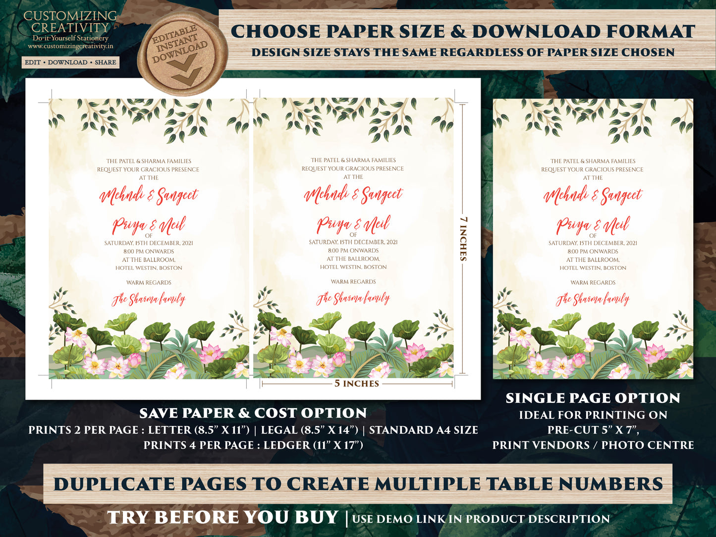 Digital Indian Wedding Invitations Hindu Wedding card Digital, Digital Hindu invitations & Indian Wedding invite, Indian wedding cards Hindu