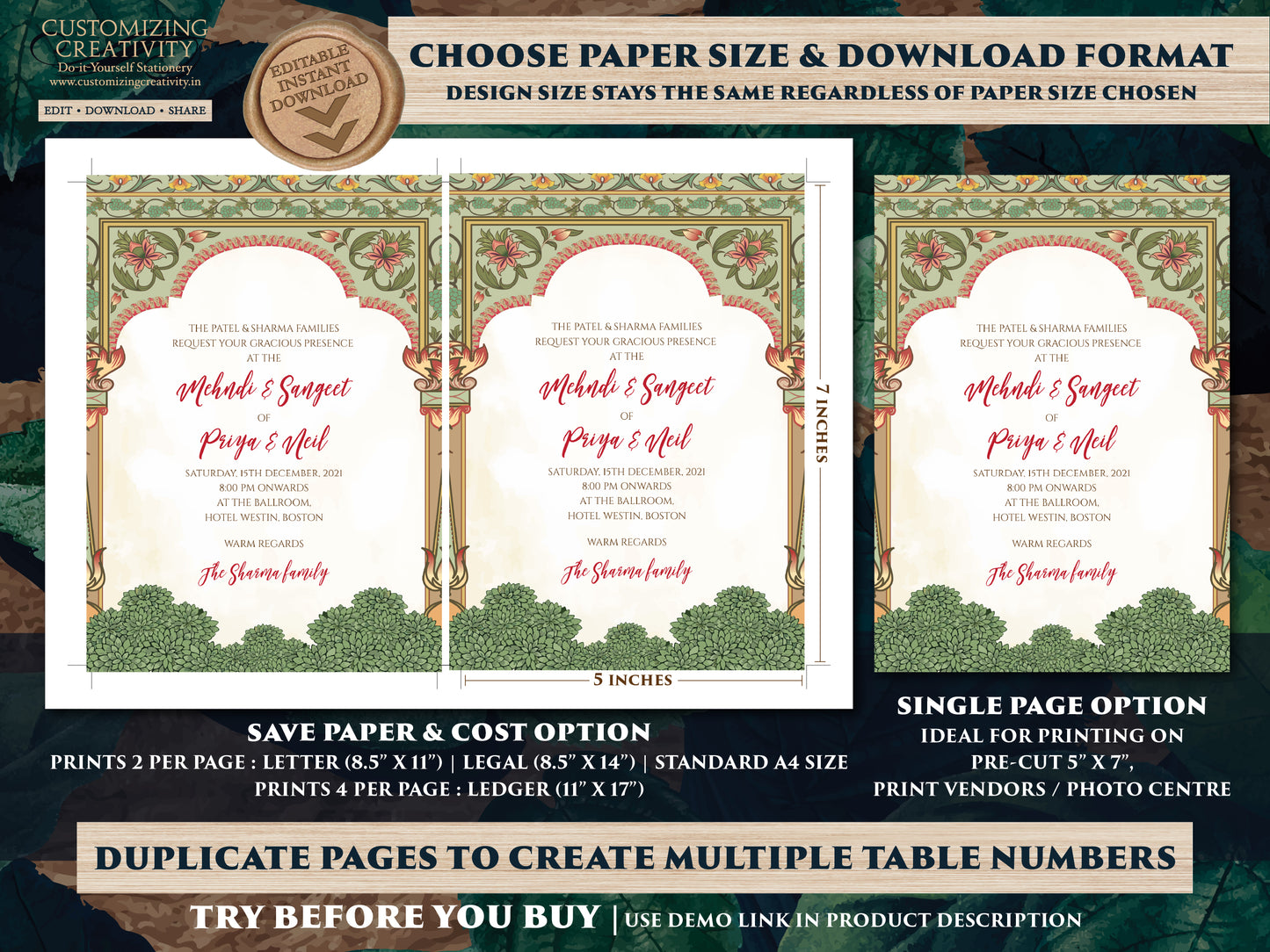Indian wedding invitation Hindu Wedding invite, Digital Indian cards Hindu Wedding cards, Hindu invitation & Hindu Wedding Invitation Indian