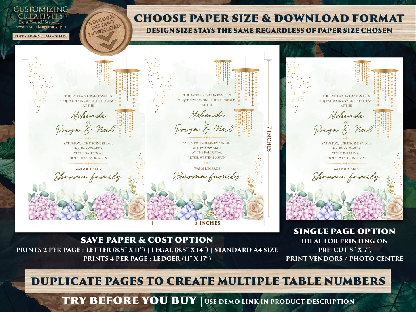 Hindu invitations Wedding a Floral invitation cards Hindu wedding, Pastel Indian Invites, Floral Wedding Invite Indian & Sikh Wedding Invite