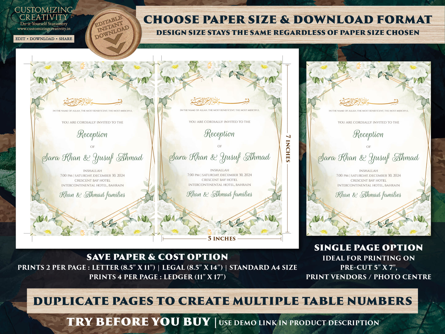 Muslim wedding Invitations Islamic wedding cards & Pakistani wedding Invitation Digital, Digital Nikkah invitation as Digital Nikkah invites