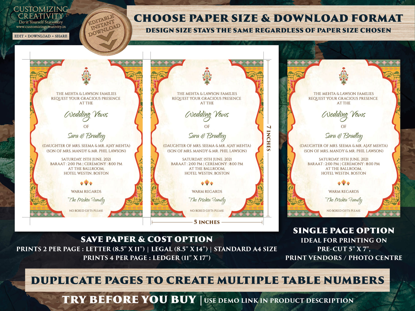 Indian Wedding Invitations as Hindu Wedding card, Hindu invitations Wedding as Royal Wedding invite, Indian invites for Hindu Shaadi cards