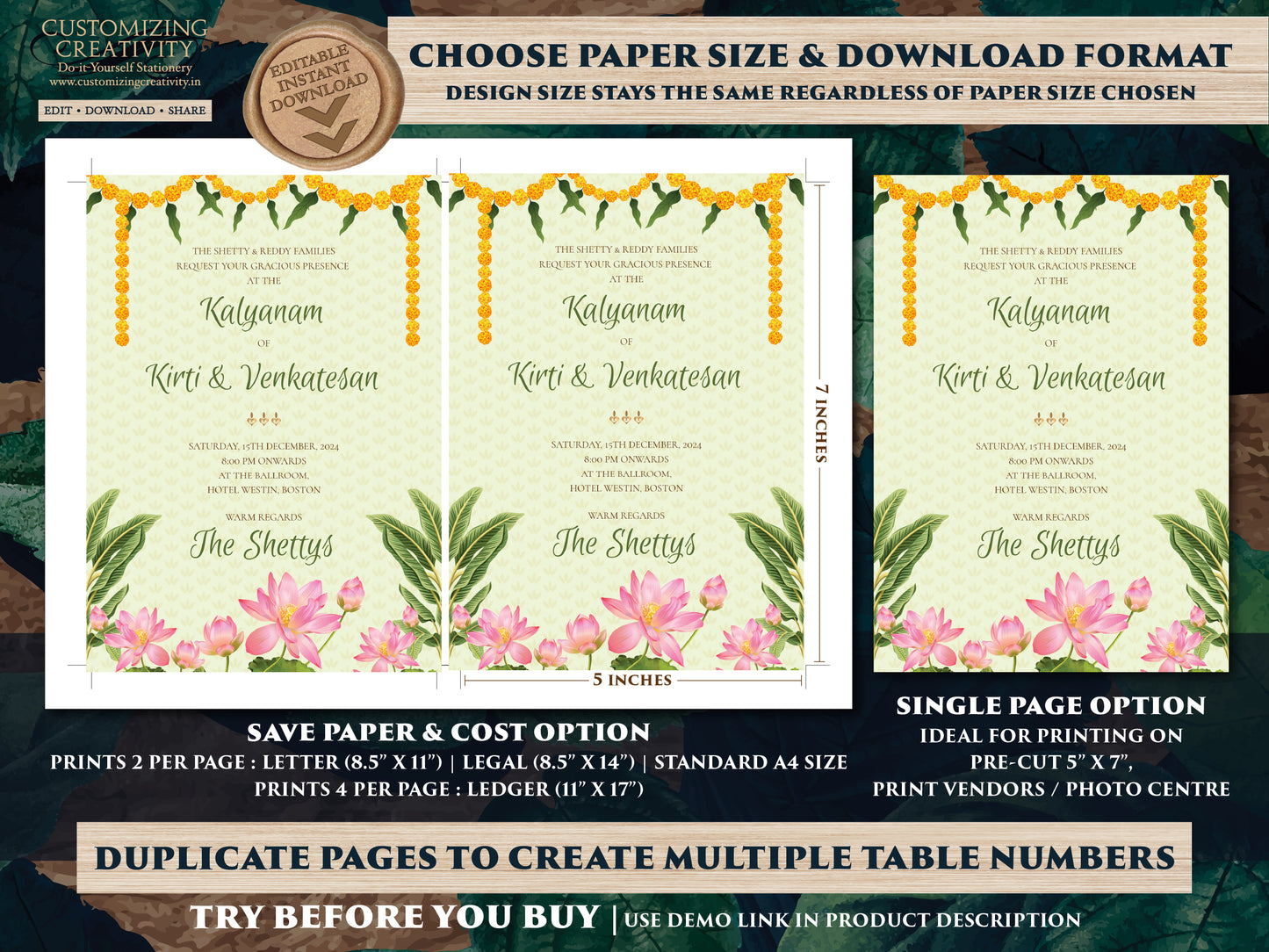 Telugu Wedding invites & Tamil wedding cards, South Indian Wedding invitation as Tamil Wedding invitations, Telugu Wedding invitation Indian