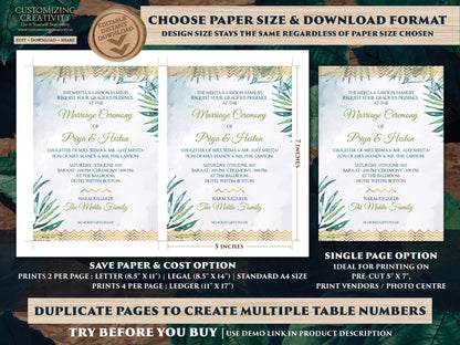Tropical Wedding as Beach Wedding invitations, Spring Wedding cards, Summer Invite Destination Wedding & Indian Wedding invites Hindu cards
