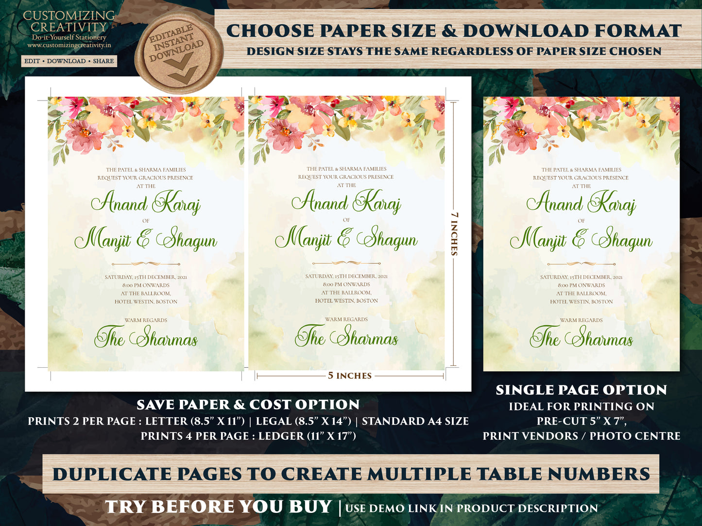 Punjabi invitations Sikh wedding cards, Anand Karaj invitations & Sikh wedding invitations, Punjabi wedding cards as Anand Karaj invites
