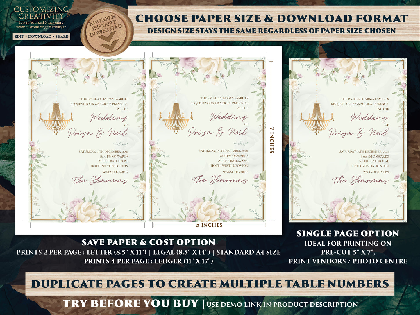Indian invitations Wedding a Floral invitation cards Hindu wedding, Pastel Indian Invites, Floral Shaadi cards Indian & Sikh Wedding Invite