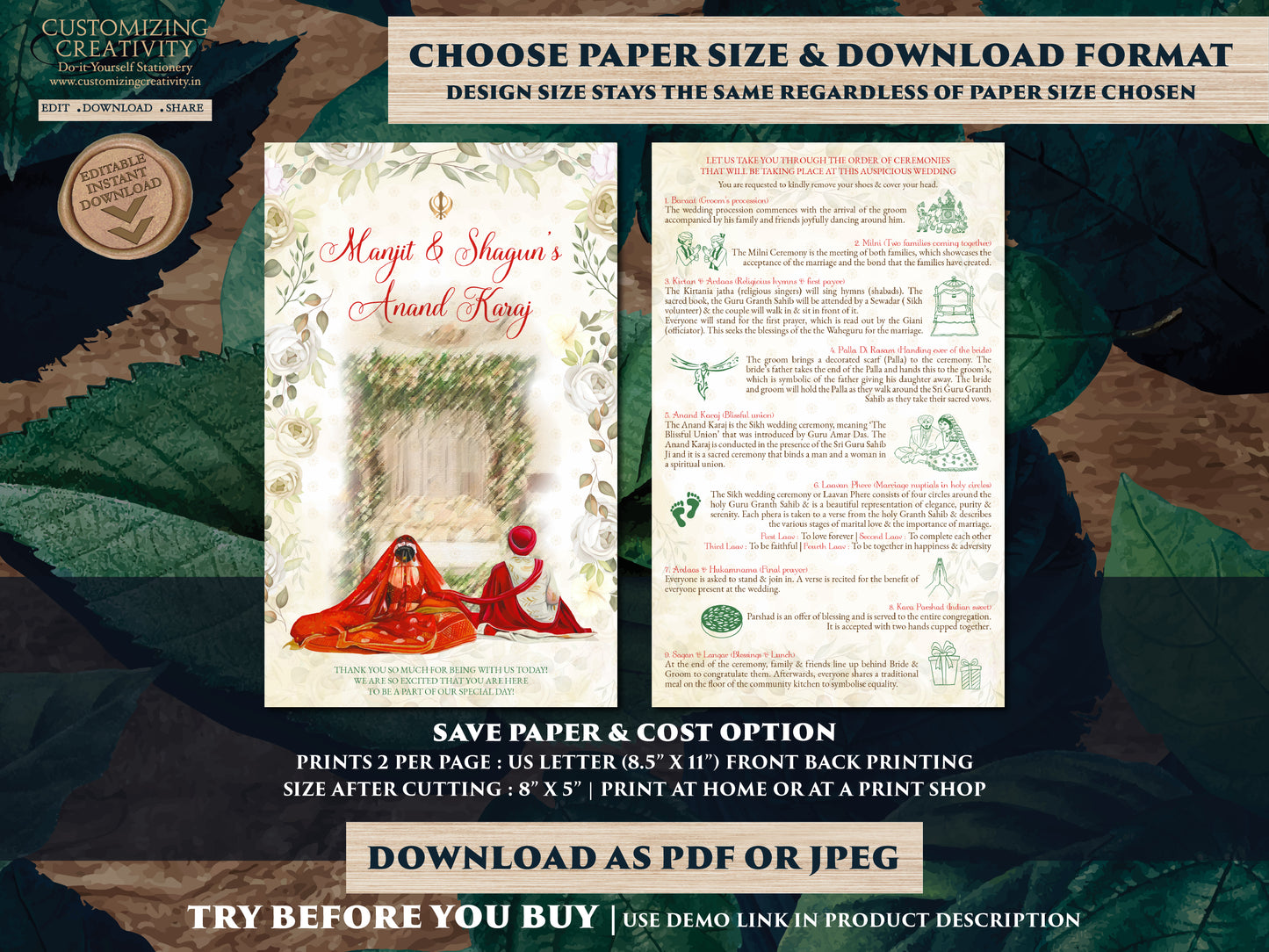 Anand Karaj guide Punjabi as Sikh Wedding program, Sikh ceremony guide & Sikh program, Sikh wedding guide as Anand Karaj programs Sikh guide